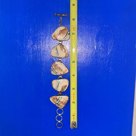 Vintage Navajo Royston Boulder Ribbon Turquoise Sterling Silver by Mike Smith - Picture 3 of 16